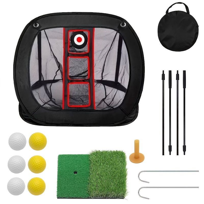 Portable Golf Chipping Net Set with Mini Hitting Mat